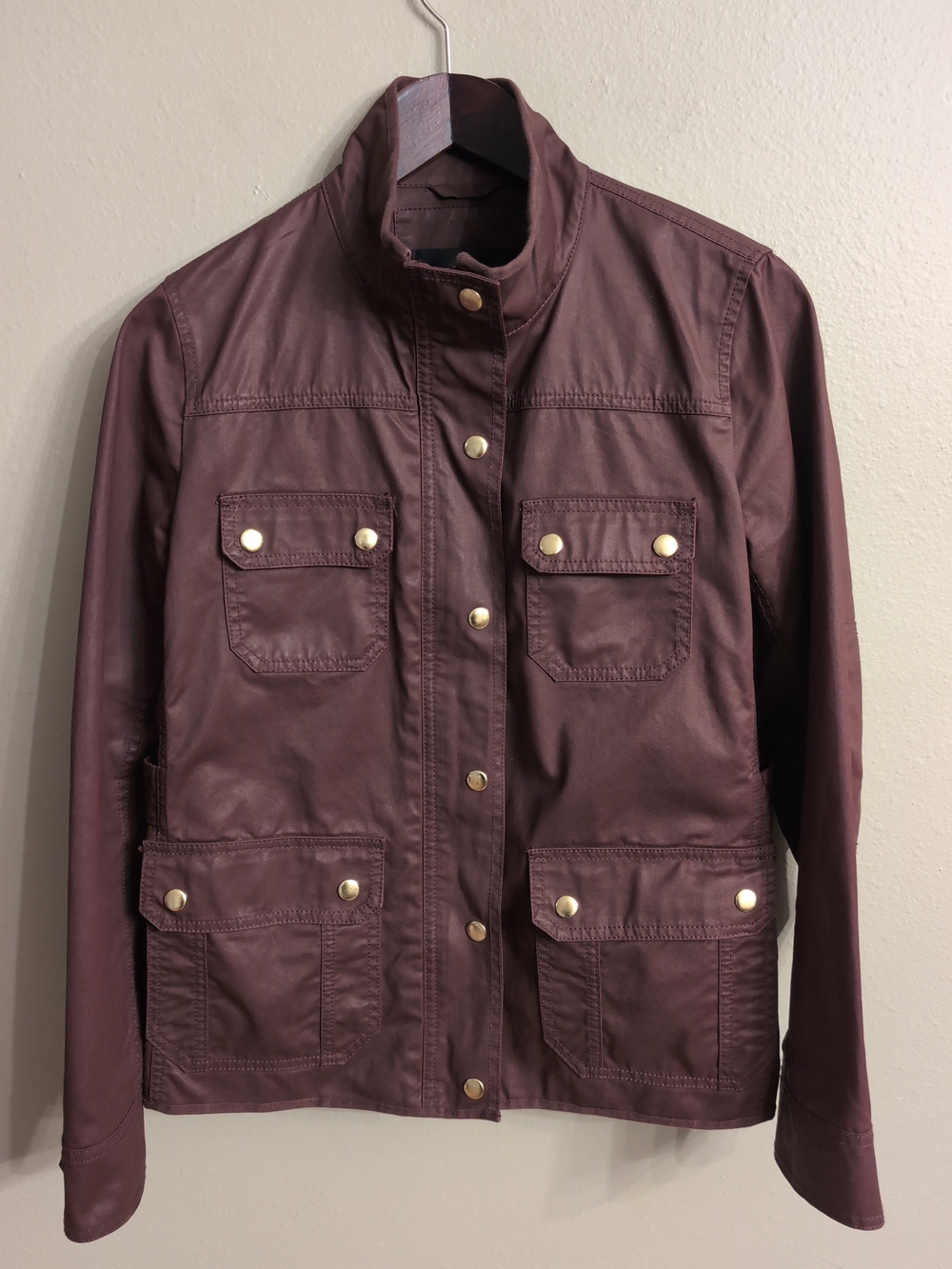 J.Crew Downtown Field Jacket Cotton Utility Jacket in Burgundy Size Medium